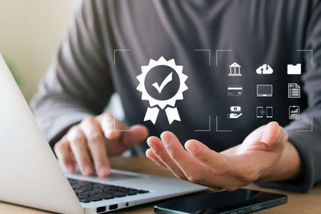 The company's product quality certificate is compliant, the check mark symbol represents the...