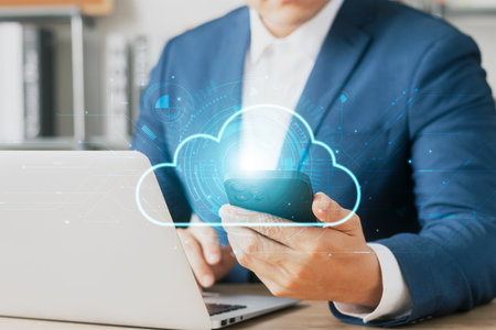 Cloud Computer technology and storage online for computer business network ideas connected to...