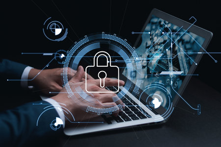 Cybersecurity and privacy concepts to protect data. Lock icon and internet network security...