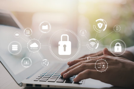 Cyber security internet and networking concept. information security and encryption, secure access...