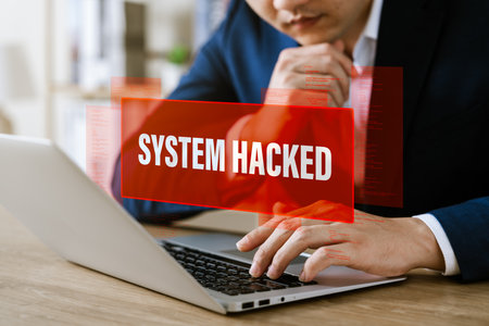 Personal information hacking protection, computer virus detection warning Show hacking security breach errors, check system security error display, cybercrime protection.の写真素材