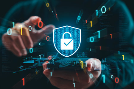 Cybersecurity Privacy data protection concept, businessman holding key protect business and financial data with virtual network connection, security internet access, security encryption.の写真素材