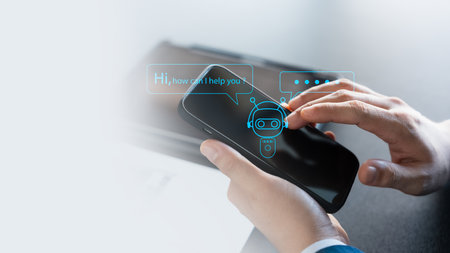 power of AI enhance your business communication. businessman using Smartphone to connect with AI...