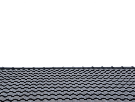 Brown tile roof on a house with isolated background