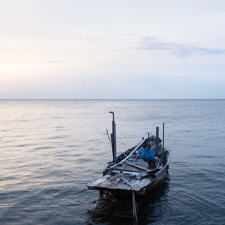 Alone Boat in The seaの写真素材