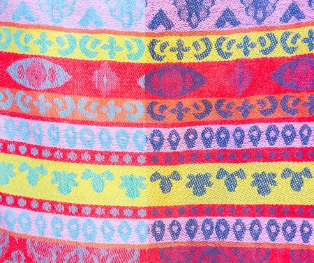 Colorful african peruvian style rug surface close up.の写真素材