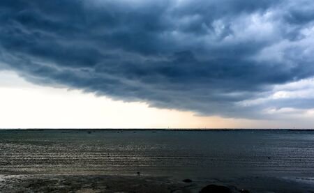 Rain storms are happening at sea.