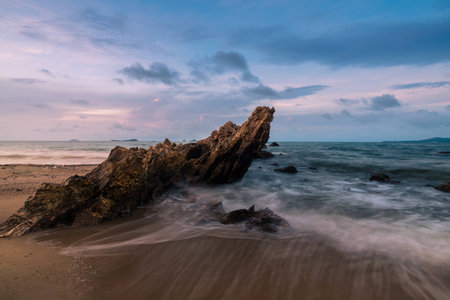 Wonderful sky in early moring at sea in Thailandの写真素材