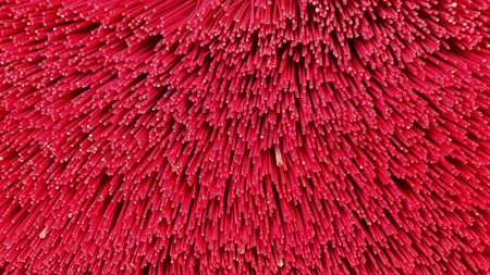 Many red Chinese wax candle sticks top view , abstract back groundの写真素材