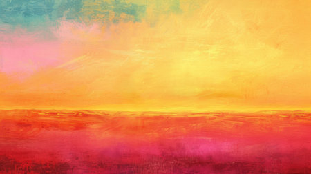 This abstract art piece radiates the warmth of a summer sunset with its blend of fiery oranges, passionate pinks, and soothing blues.の素材