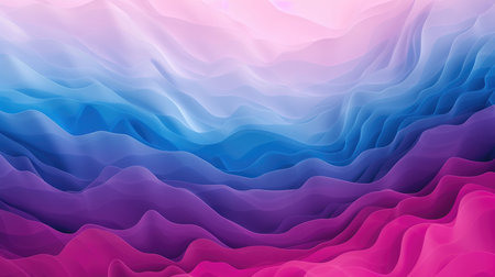 A visually soothing paper art piece featuring layers of waves in a gradient of pink, blue, and purple tones.の素材