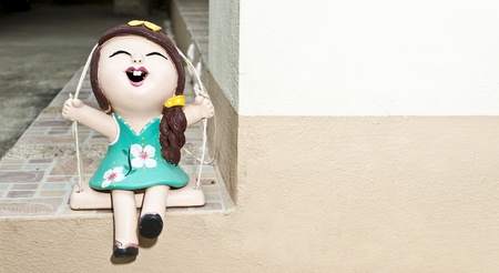 Happy pottery girl doll の写真素材