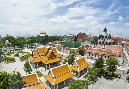 Sky view of Thai temple in Bangkok cityの写真素材