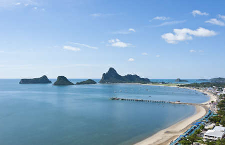 Long curve beach in Thailandの写真素材