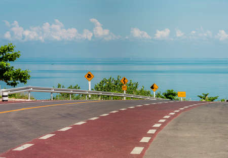 Bicycle lane on curve road