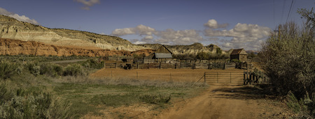 Small cattle Farm in panorama viewの写真素材