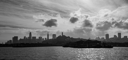 San Francisco city in black and white with cloudy dayの写真素材
