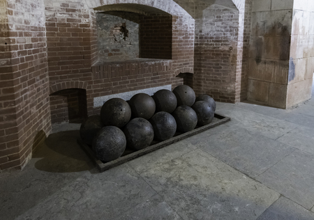 Arrange of big Cannon Balls in Fort Point Buildingのeditorial素材