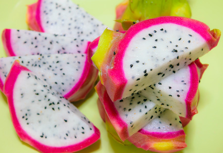 Dragon fruit (Pitaya) on plateの写真素材