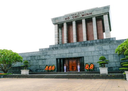 Soldier guard at Ho Chi Minh Mausoleum, Hanoi, Vietnam, 07 Jan 20115 created as isolated with white backgroundのeditorial素材
