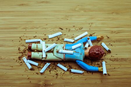 Cigarette kills man warning concept for stop smokingの写真素材