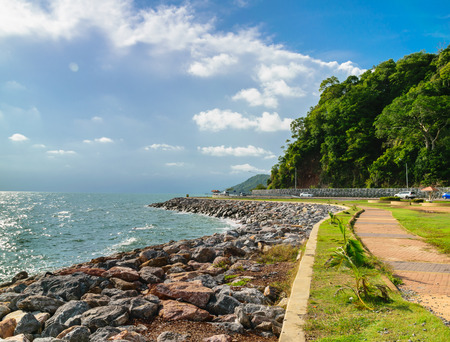 Landscape view of coastal road in Chantaburi Province Thailandの写真素材