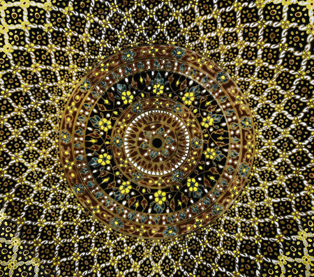 Repetitive forms of Benjarong, a kind of painted porcelain in Thailandの写真素材