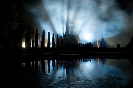 Light on temple の写真素材