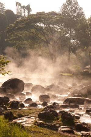 Hot spring in National park,Lampang diatrict in Northern of Thailand の写真素材