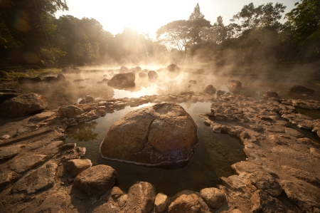 Hot spring in National park,Lampang diatrict in Northern of Thailand の写真素材