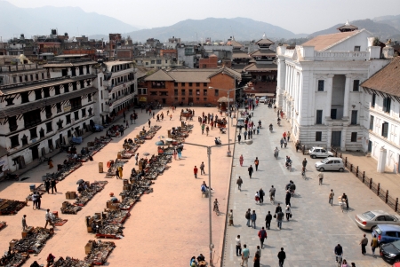 Souvenirshop on footpath in Durbar Square,Kathmandu in Nepal のeditorial素材