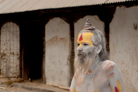 KATHMANDU,NEPAL-MAR CH 15  A Sadhu at Pashupatinath Temple in Kathmandu, Nepal on March 15, 2012  The two primary sectarian divisions in sadhu community are Shaiva sadhus and Vaishnava sadhus  のeditorial素材