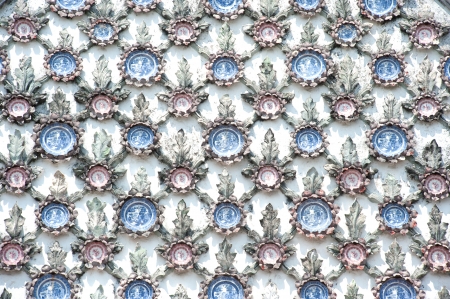 Old ceramic roof texture on Thai church の写真素材