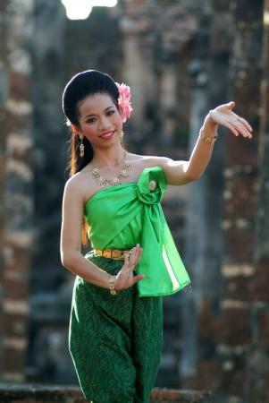 Pretty woman in traditional dance in Middle of Thailand のeditorial素材