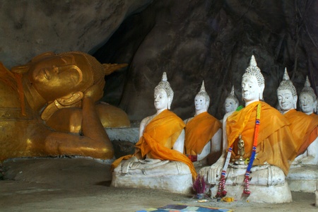 Group of Buddhas in auan noi cape,Middle of Thailand の写真素材