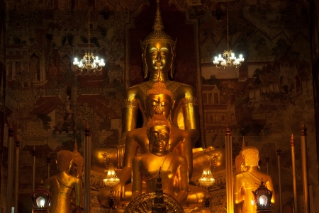 Golden Buddha in Thai church ,Petburi Province in Middle of Thailand のeditorial素材