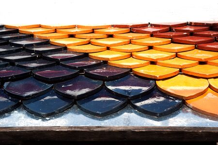 Colorful ceramic on roof texture の写真素材