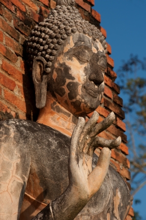 Ancient image Buddha statue in Sukhothai historical park ,Northern of Thailand の写真素材