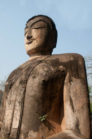 Ancient Buddha in temple in Khamphaengphet historical park in Northern of  Thailand  のeditorial素材