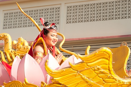 Fairy show in parade on Chinese New Year 2013 in Nakhonsawan Province,Middle of Thailand のeditorial素材
