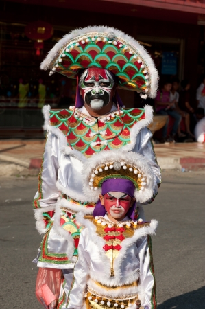 Fighter show in parade on Chinese New Year 2013 in Nakhonsawan Province,Middle of Thailandのeditorial素材