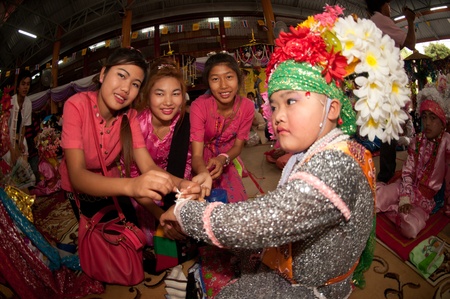 Boy is Novice monk in Poy Sang Long Festival in Northern of  Thailand のeditorial素材