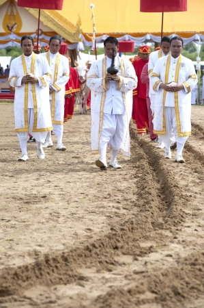 BANGKOK,THAILAND-MA Y13 Unidentified Government officials attend the ceremony - Perform for an auspicious beginning for planting season in the Royal Plowing Ceremony on May13,2013 at Bangkok,Thailand  のeditorial素材