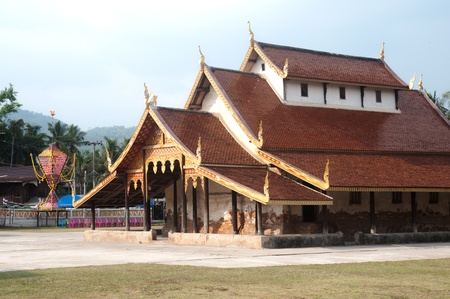 Ancient  church made of teak wood age of about 400 years at Wat Sri Pho Chai temple in Nahae District,Loei Province,Northeast of Thailand  の写真素材