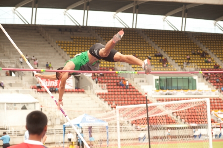 PHATUMTANI,THAILAND-SEPTEMBER,6   Men player action Pole Vault in Thailand Open Athletic...