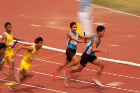 PHATUMTANI,THAILAND-SEPTEMBER,6   Men player action 4 x 400 relay in Thailand Open Athletic...