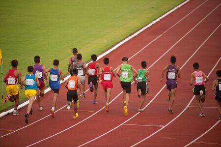 PHATUMTANI,THAILAND  SEPTEMBER,6  Groups of player action of 1500 m  in Thailand Open Athletic Championships 2013 at Thammashat University stadium on September 6,2013 in Phatumtani city ,Middle of Thailand  のeditorial素材