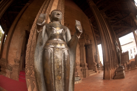 Ancient Buddha on the Church in Hor Phakeo Temple, Laos のeditorial素材