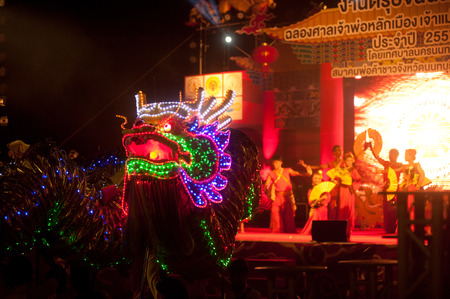 Chinese dragon dancing light and sound show in Chinese New Year のeditorial素材