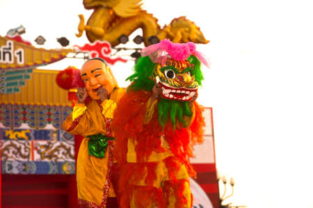 Chinese Lion dancing show in Chinese New Year 